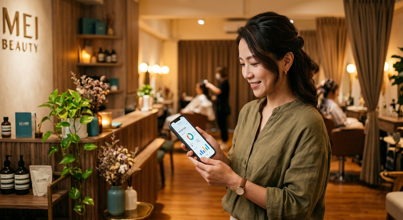 店主用手機看 Vivio 整理好的經營戰報