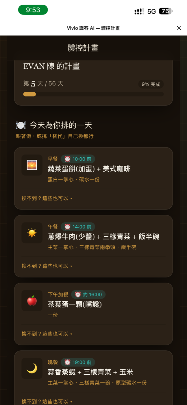 體控計劃 畫面
